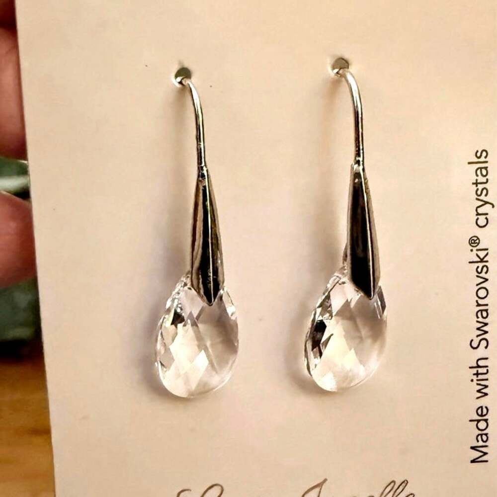 Clear Swarovski Crystal Laura Janelle Drop Earrings NWT